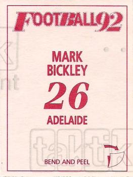 1992 Select AFL Stickers #26 Mark Bickley Back
